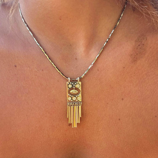 Collier en pierres semi précieuses d'hématite plaquées or et résistantes à l'eau